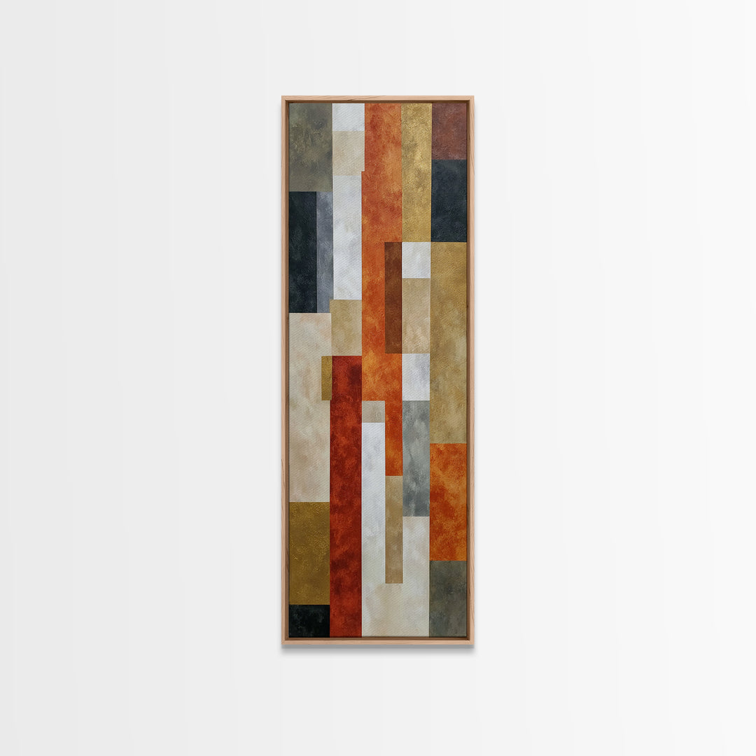 Modern Geometric Composition for Living Spaces Canvas Print, Wall Art, Textured Wall Art, Living Room Decor, Abstract Art, WAL-1x3-88