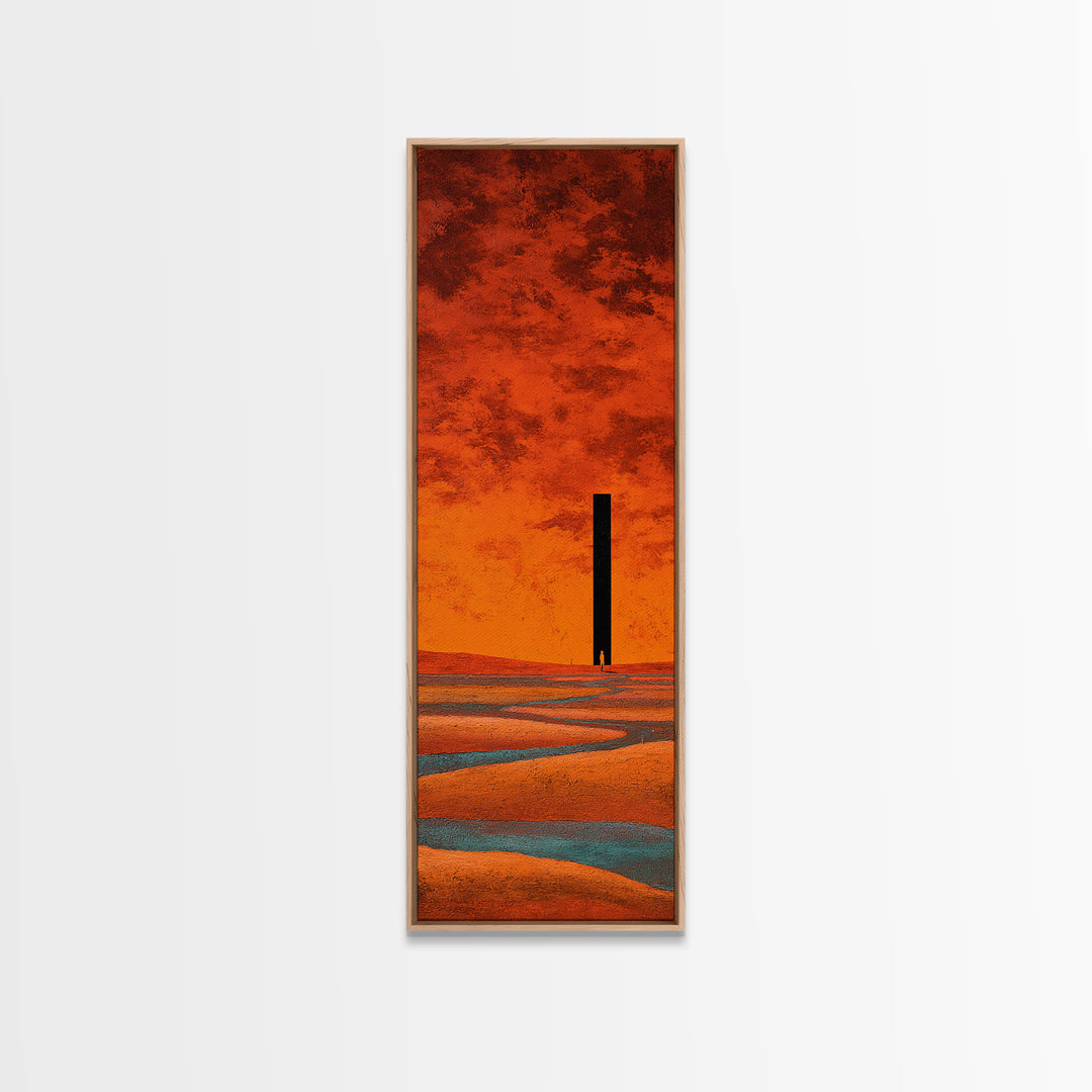 Desert Landscape in Warm Terracotta Tones Framed Canvas Print, Wall Art, Boho Decor, Living Room Decor, Fine Art, WAL-1x3-91