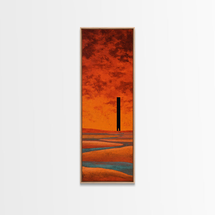 Desert Landscape in Warm Terracotta Tones Framed Canvas Print, Wall Art, Boho Decor, Living Room Decor, Fine Art, WAL-1x3-91