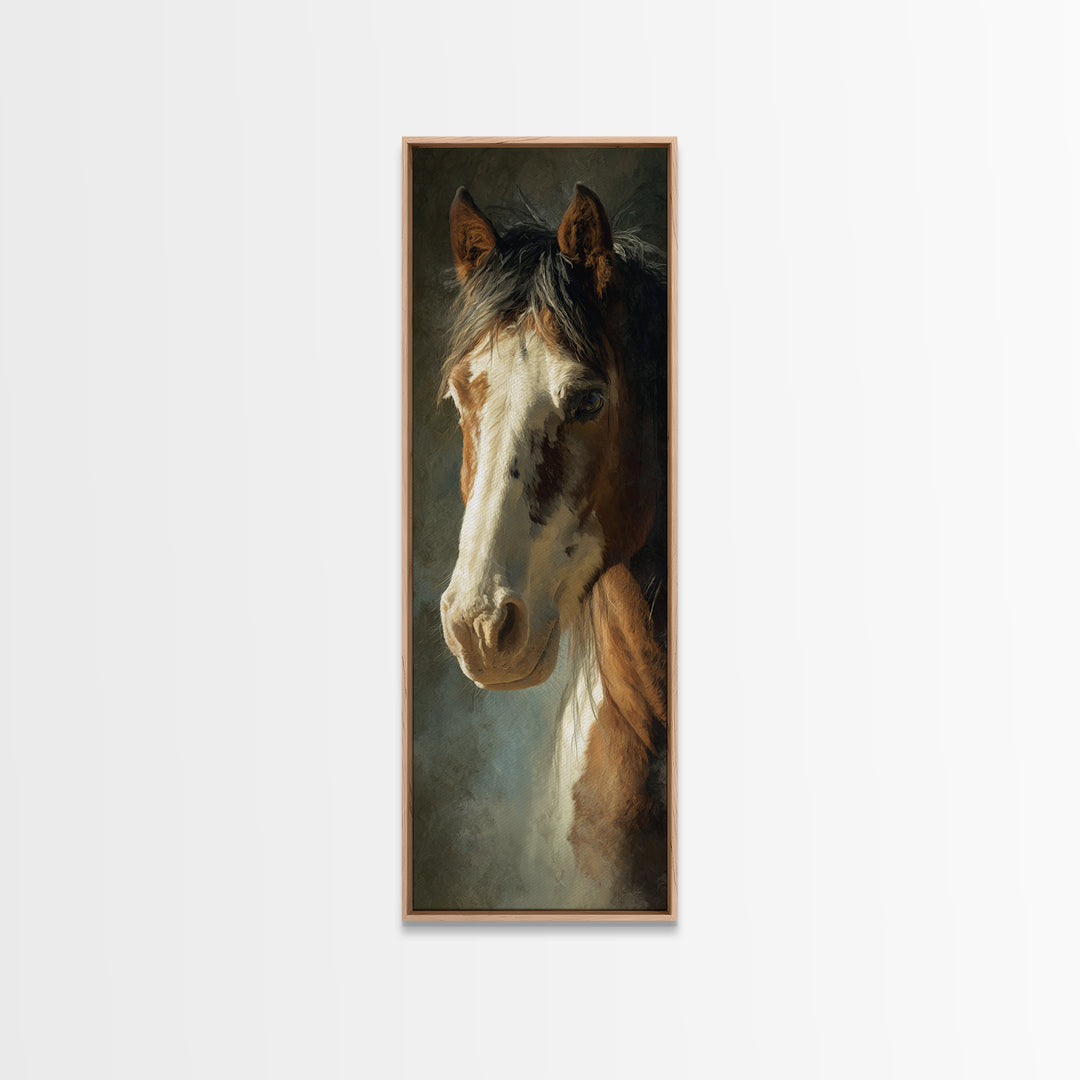 Wild Horse Portrait Canvas Print, Wall Art, Boho Decor, Living Room Decor, Fine Art, Painting, Art Print, Heart, WAL-1x3-97