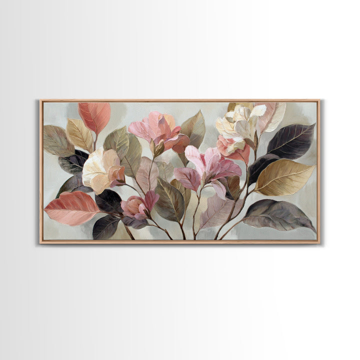 Large Botanical Print Canvas Print, Wall Art, Textured Painting, Living Room Decor, Fine Art, Wall Hangings, WAL-2x1-22