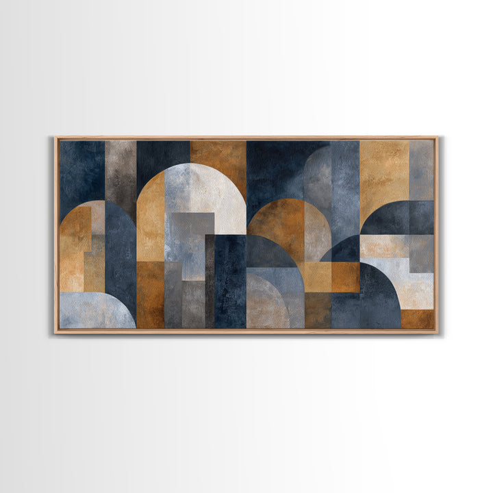 Luxury Neutral Plaster Texture Abstract Framed Canvas Print, Wall Art, Living Room Decor, Abstract Art, Metal Wall Art, WAL-2x1-35