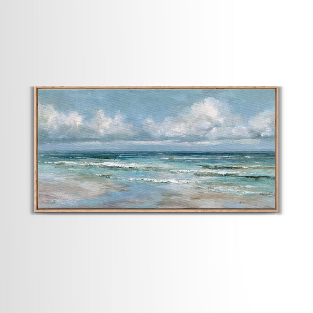 Classic Seascape with Dramatic Clouds Canvas Print, Wall Art, Wall Art for Mom, Living Room Decor, Oil Painting, WAL-2x1-47
