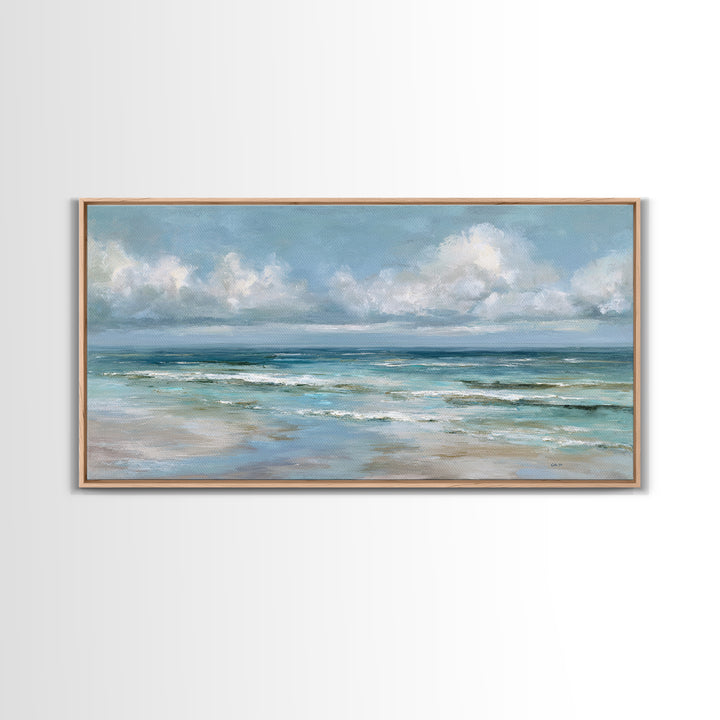 Classic Seascape with Dramatic Clouds Canvas Print, Wall Art, Wall Art for Mom, Living Room Decor, Oil Painting, WAL-2x1-47