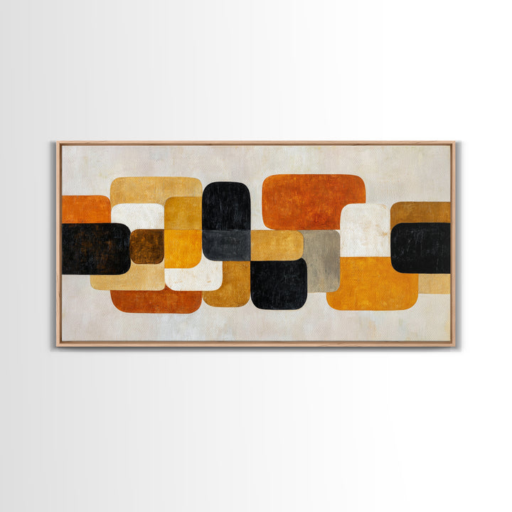 Mid Century Color Block Composition Framed Canvas Print, Wall Art, Art Print, Living Room Decor, Fine Art, Wall Hanging, WAL-2x1-56