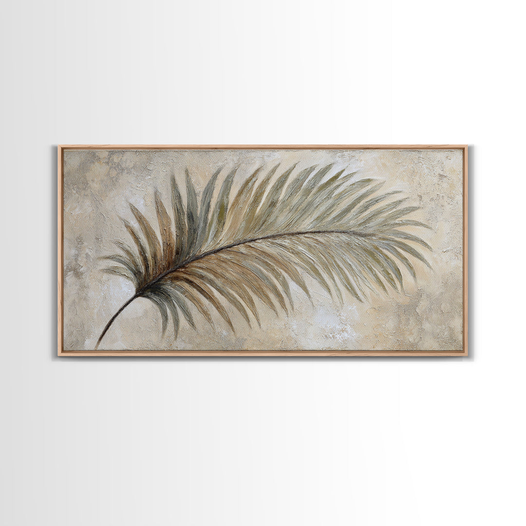 Tropical Palm Leaf Painting Framed Canvas Print, Wall Art, Heart, Living Room Decor, Fine Art, Home Decor Gift, WAL-2x1-60