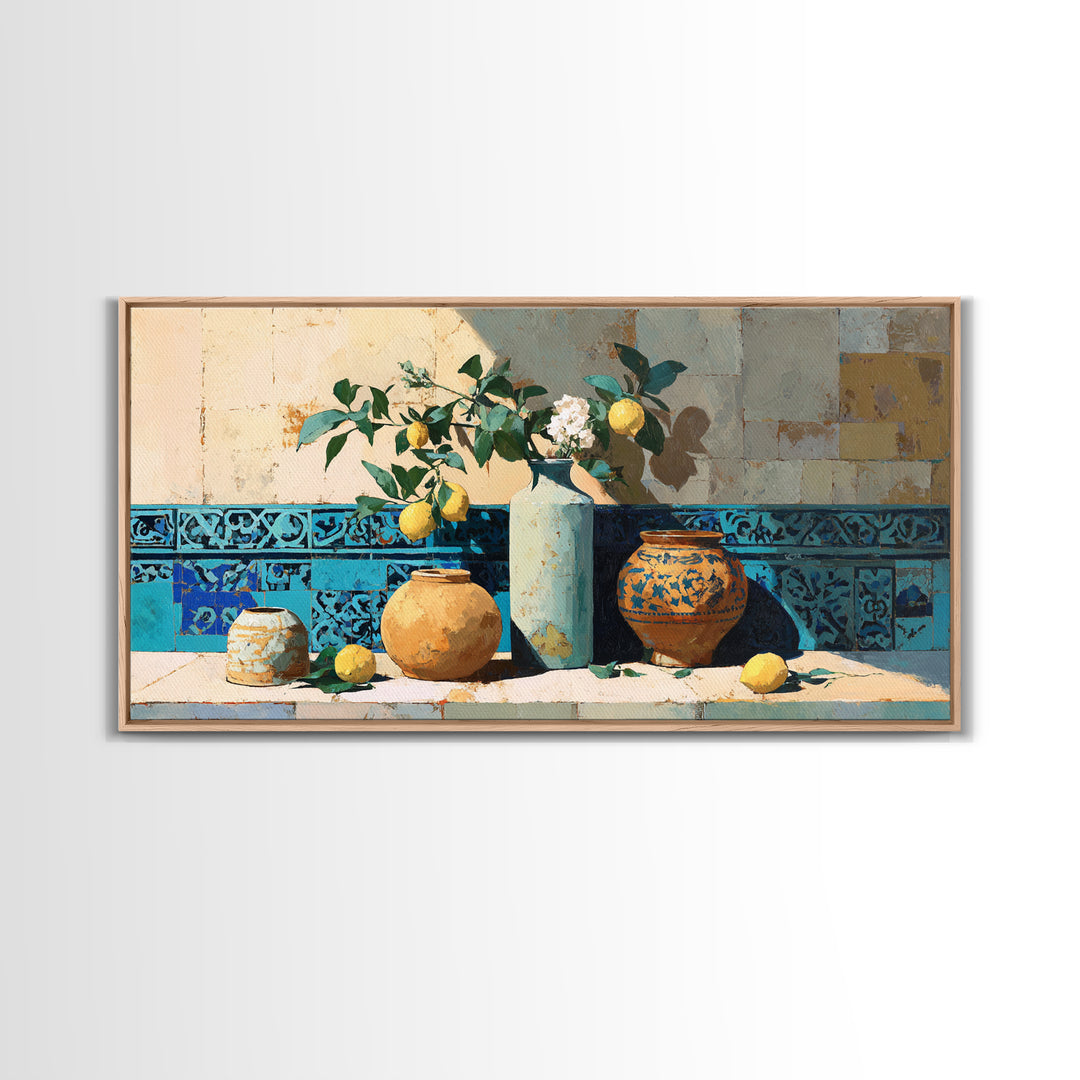 Mediterranean Lemon Branch Still Life Canvas Print, Wall Art, Home Decor, Living Room Decor, Fine Art, Digital Wall Art, WAL-2x1-66