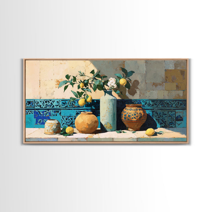 Mediterranean Lemon Branch Still Life Canvas Print, Wall Art, Home Decor, Living Room Decor, Fine Art, Digital Wall Art, WAL-2x1-66