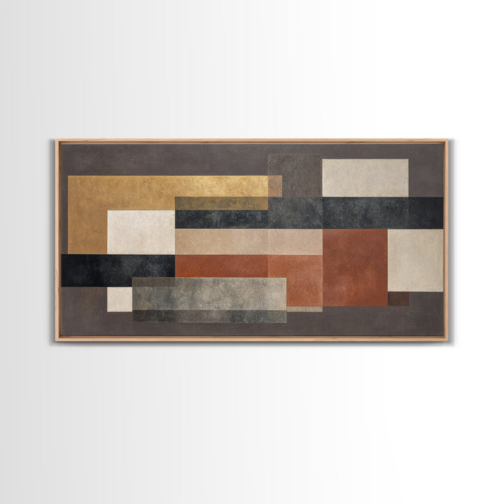 Modern Geometric Composition for Living Spaces Framed Canvas Print, Wall Art, Canvas, Living Room Decor, Abstract Art, WAL-2x1-72