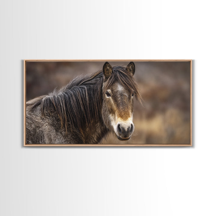 Wild Horse Portrait Framed Canvas Print, Wall Art, Wall Decor, Living Room Decor, Fine Art, Large Wall Art, Art Deco, WAL-2x1-9