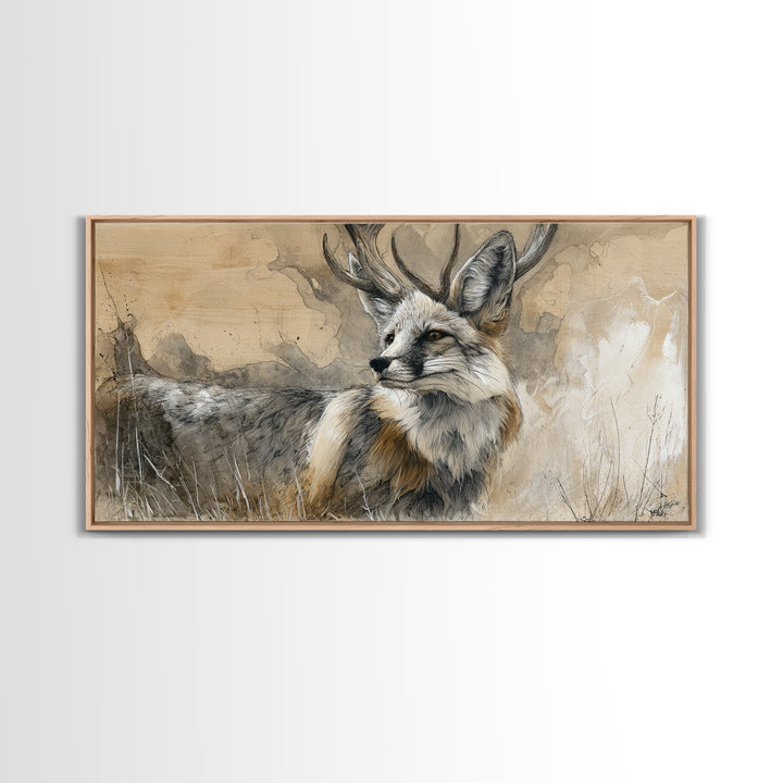 Whimsical Animal Portrait Framed Canvas Print, Wall Art, Wall Art Prints, Living Room Decor, Fine Art, Abstract Art, WAL-2x1-91