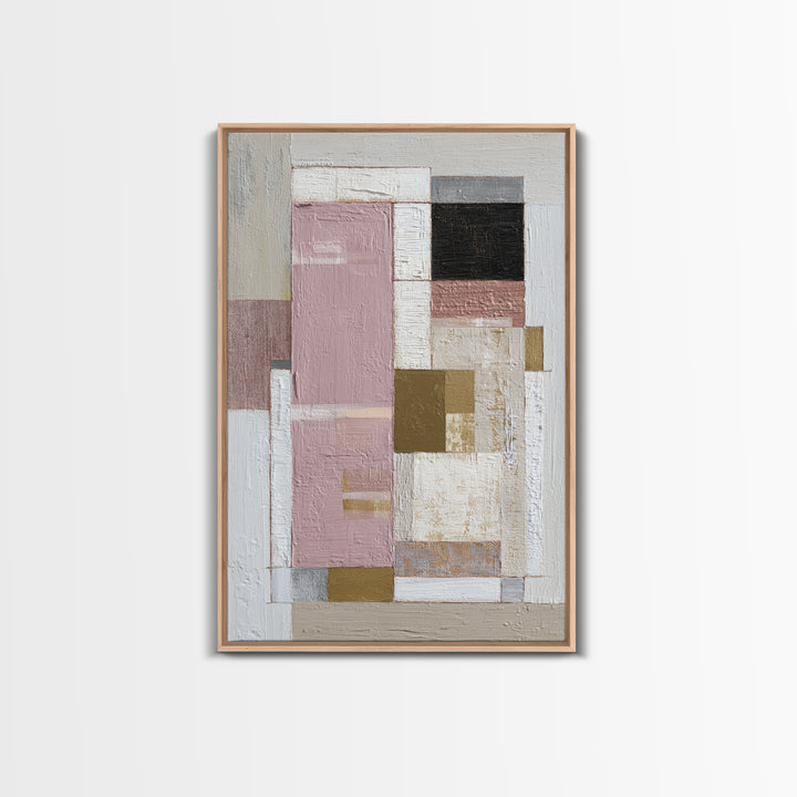 Modern Geometric Composition for Living Spaces Framed Canvas Print, Wall Art, Heart, Living Room Decor, Fine Art, WAL-2x3-12