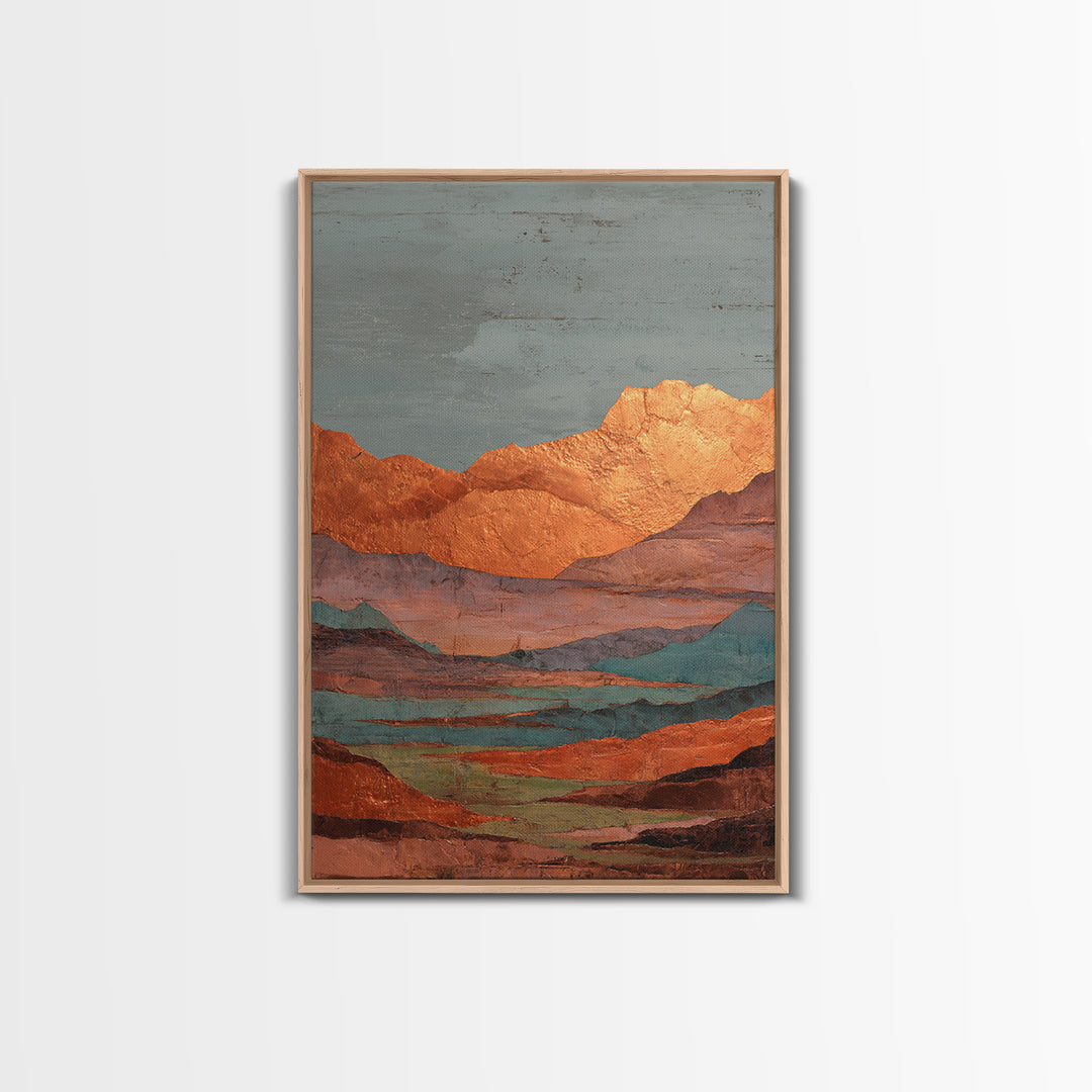 Desert Landscape in Warm Terracotta Tones Canvas Print, Wall Art, Minimalist Decor, Living Room Decor, Oil Painting, WAL-2x3-15
