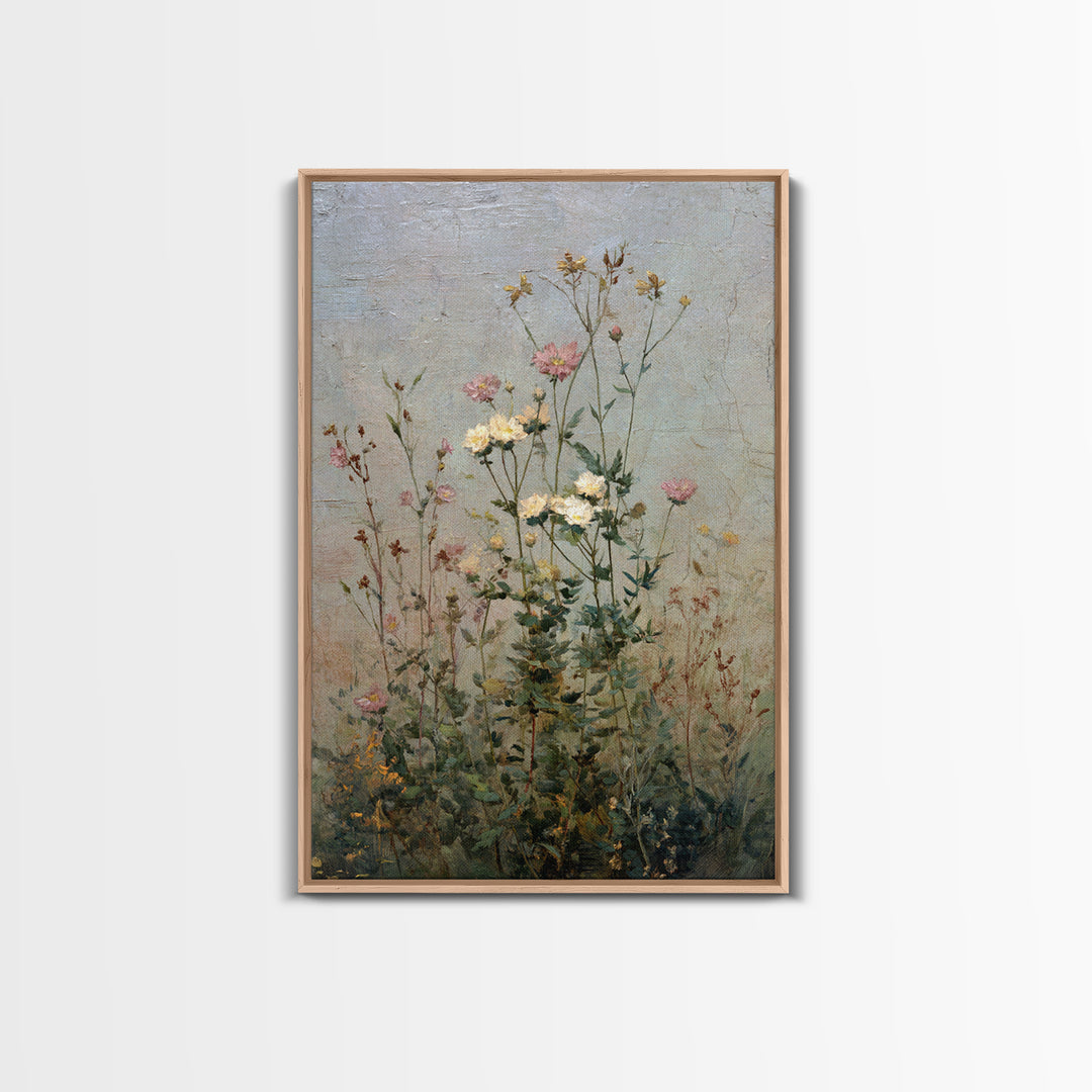 Impressionist Meadow of Wildflowers Framed Canvas Print, Wall Art, Printable Wall Art, Living Room Decor, Oil Painting, WAL-2x3-25