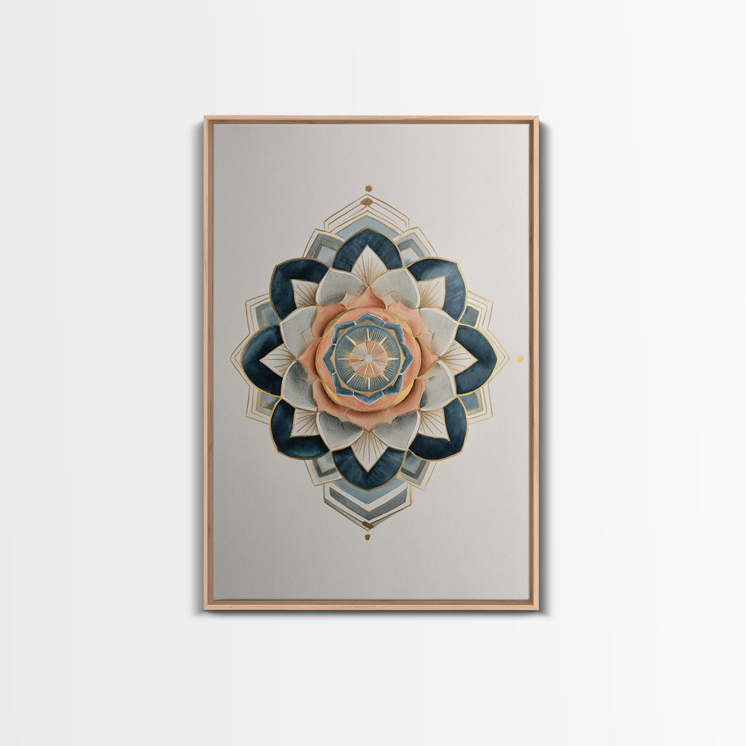 Sacred Geometry Mandala Canvas Print, Wall Art, Wall Hangings, Living Room Decor, Watercolor Art, Framed Wall Art, WAL-2x3-29