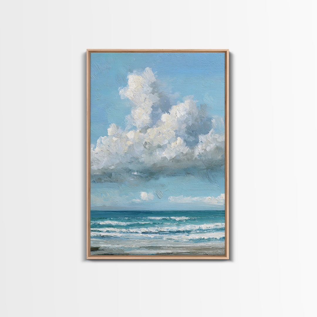 Classic Seascape with Dramatic Clouds Canvas Print, Wall Art, Wall Hangings, Living Room Decor, Watercolor Art, WAL-2x3-35