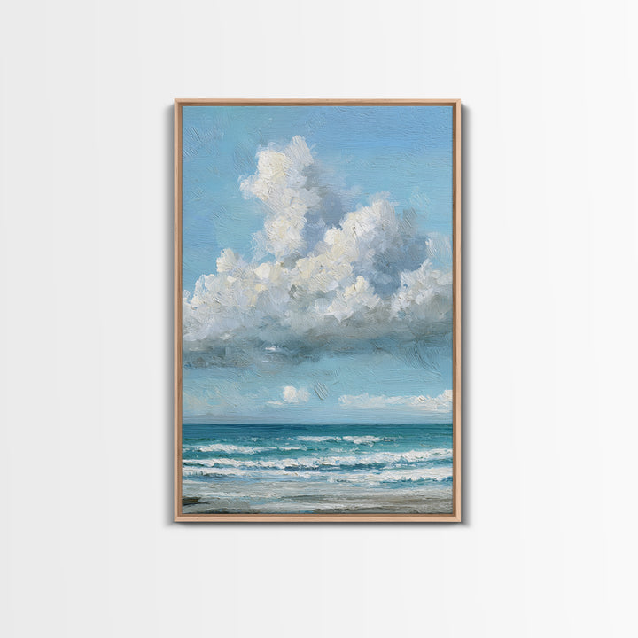 Classic Seascape with Dramatic Clouds Canvas Print, Wall Art, Wall Hangings, Living Room Decor, Watercolor Art, WAL-2x3-35