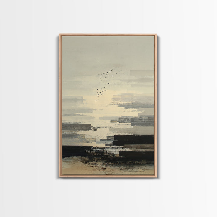 Luxury Neutral Plaster Texture Abstract Framed Canvas Print, Wall Art, Mid Century Modern, Living Room Decor, Fine Art, WAL-2x3-47