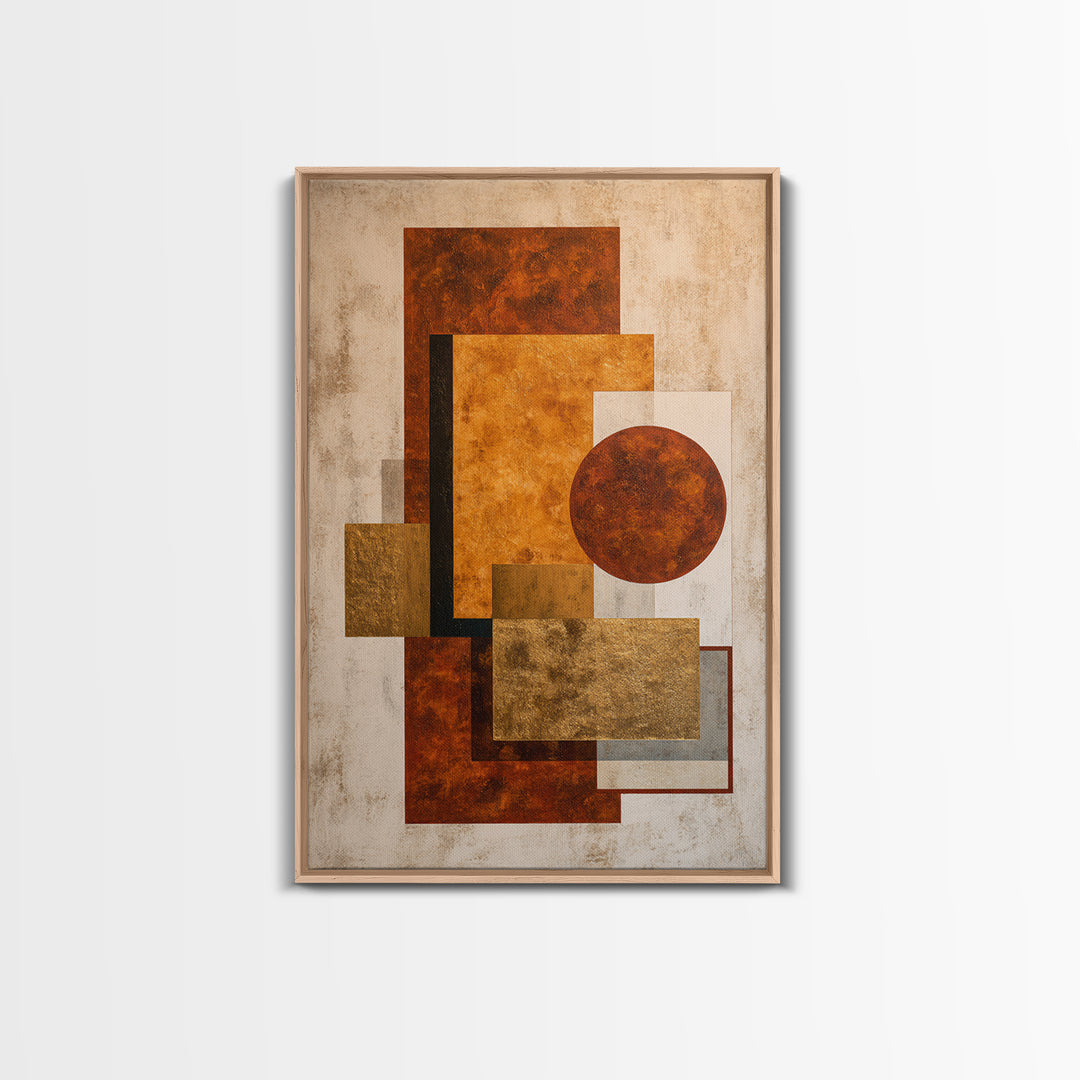 Modern Geometric Composition for Living Spaces Framed Canvas Print, Wall Art, Canvas, Living Room Decor, Abstract Art, WAL-2x3-60