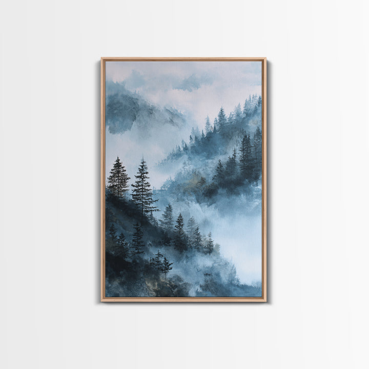 Moody Forest Landscape Framed Canvas Print, Wall Art, Metal Wall Art, Living Room Decor, Oil Painting, Digital Print, WAL-2x3-90