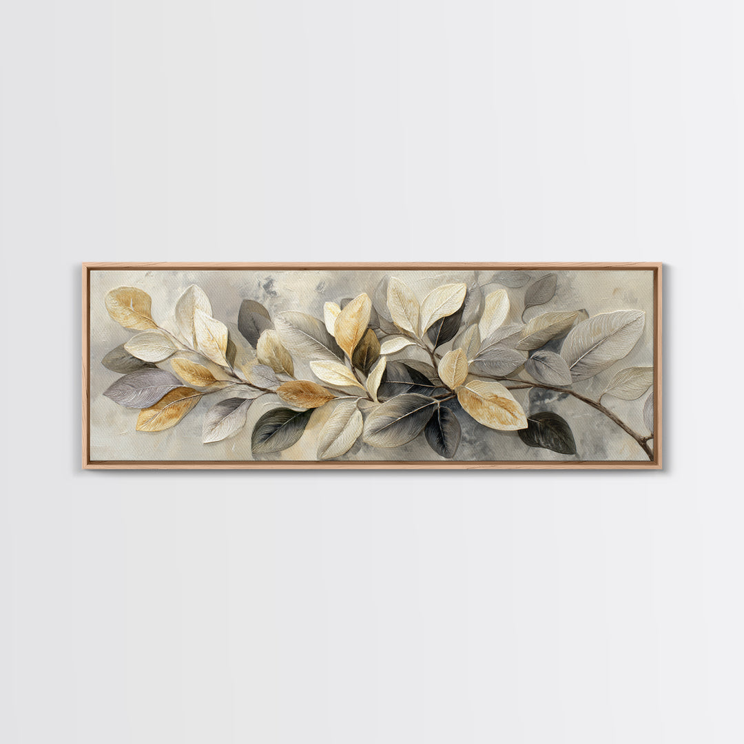 Large Botanical Print Framed Canvas Print, Wall Art, Digital Wall Art, Living Room Decor, Watercolor Art, Wood Wall Art, WAL-3x1-18