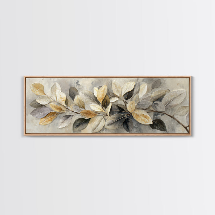 Large Botanical Print Framed Canvas Print, Wall Art, Digital Wall Art, Living Room Decor, Watercolor Art, Wood Wall Art, WAL-3x1-18