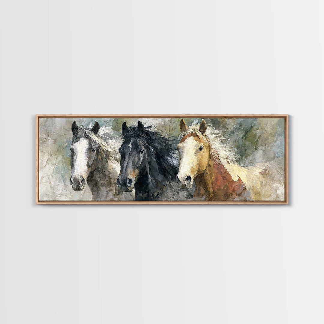 Wild Horse Portrait Canvas Print, Wall Art, Framed Wall Art, Living Room Decor, Fine Art, Fine Art Print, Statement Artwork, WAL-3x1-29