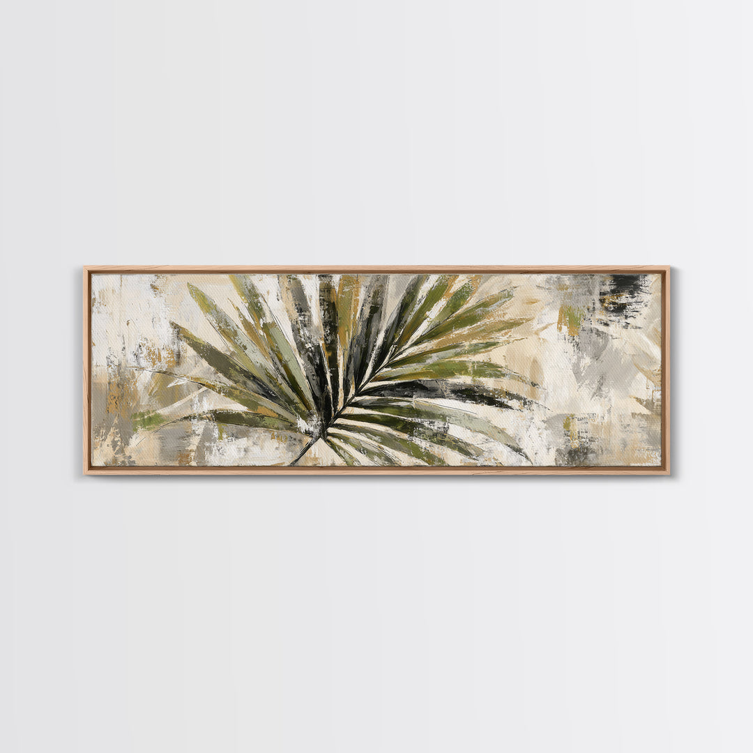Tropical Palm Leaf Painting Framed Canvas Print, Wall Art, Abstract Wall Art, Living Room Decor, Fine Art, Contemporary Art, WAL-3x1-32