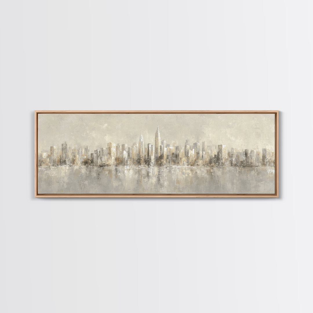 Urban Skyline in Muted Evening Color Canvas Print, Wall Art, Mid Century Modern, Living Room Decor, Fine Art, WAL-3x1-34