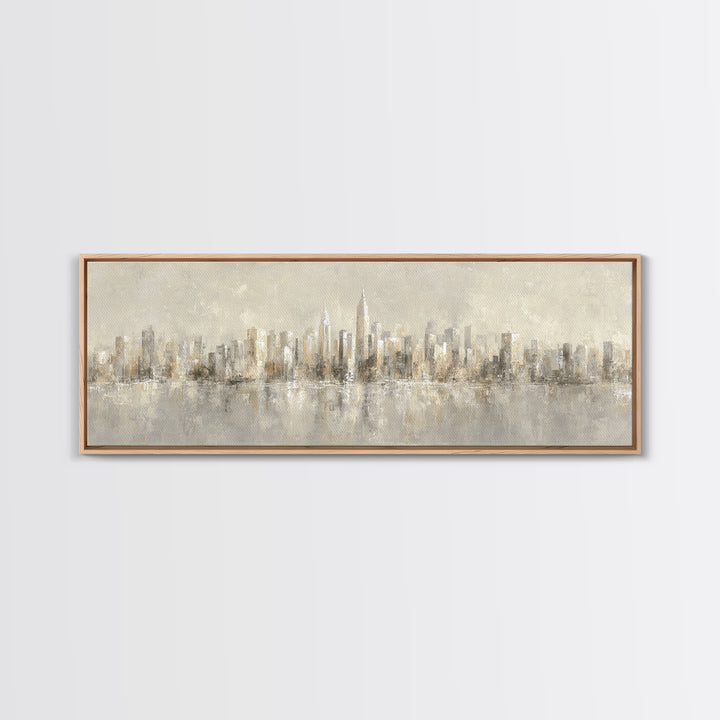 Urban Skyline in Muted Evening Color Canvas Print, Wall Art, Mid Century Modern, Living Room Decor, Fine Art, WAL-3x1-34