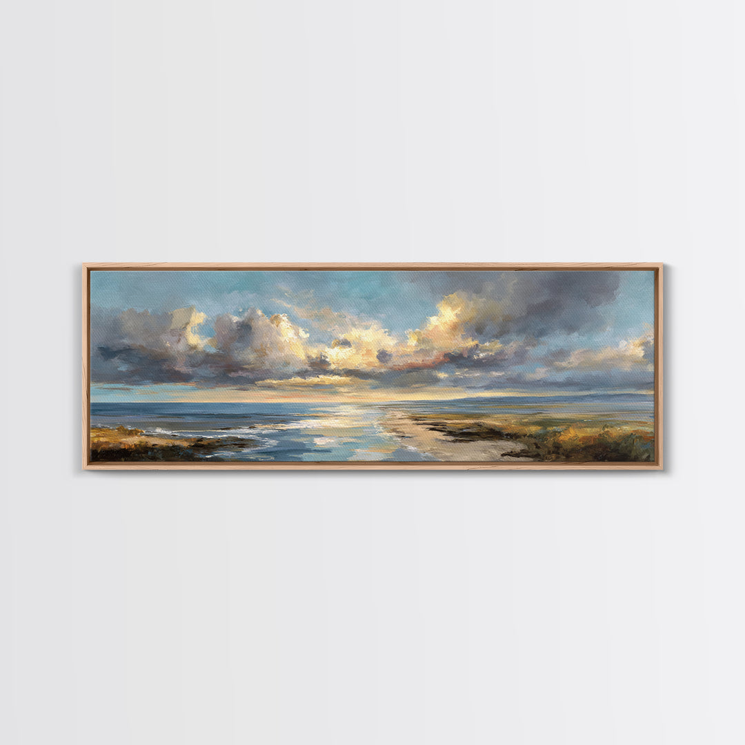 Classic Seascape with Dramatic Clouds Canvas Print, Wall Art, Art Print, Living Room Decor, Fine Art, Wall Hanging, WAL-3x1-43