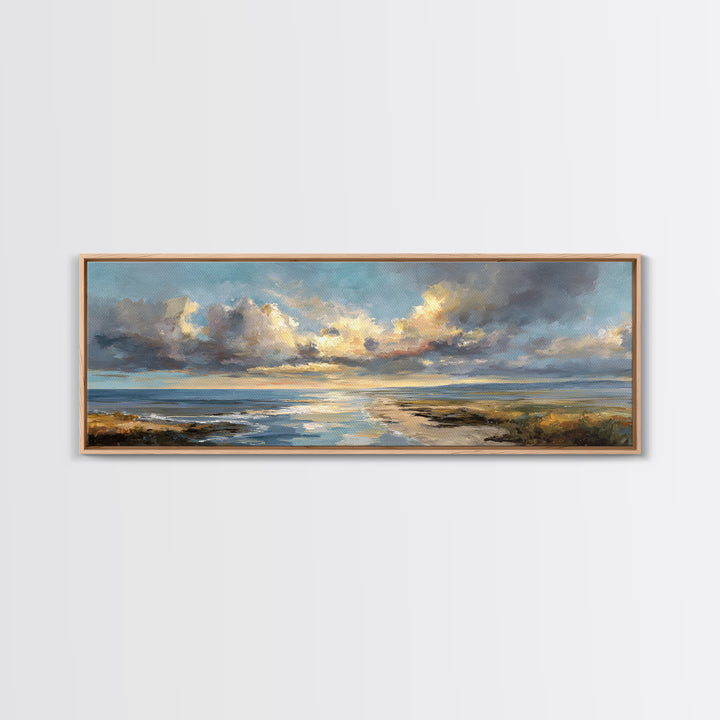 Classic Seascape with Dramatic Clouds Canvas Print, Wall Art, Art Print, Living Room Decor, Fine Art, Wall Hanging, WAL-3x1-43