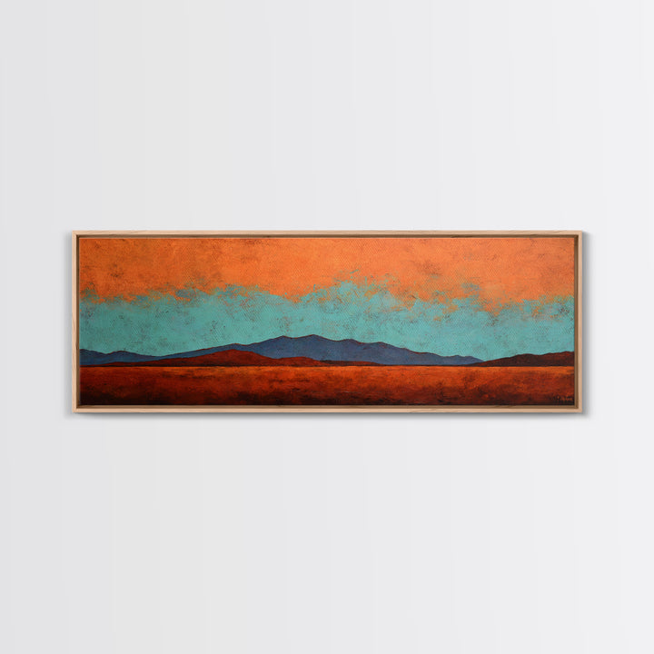 Desert Landscape in Warm Terracotta Tones Framed Canvas Print, Wall Art, Heart, Living Room Decor, Fine Art, WAL-3x1-47