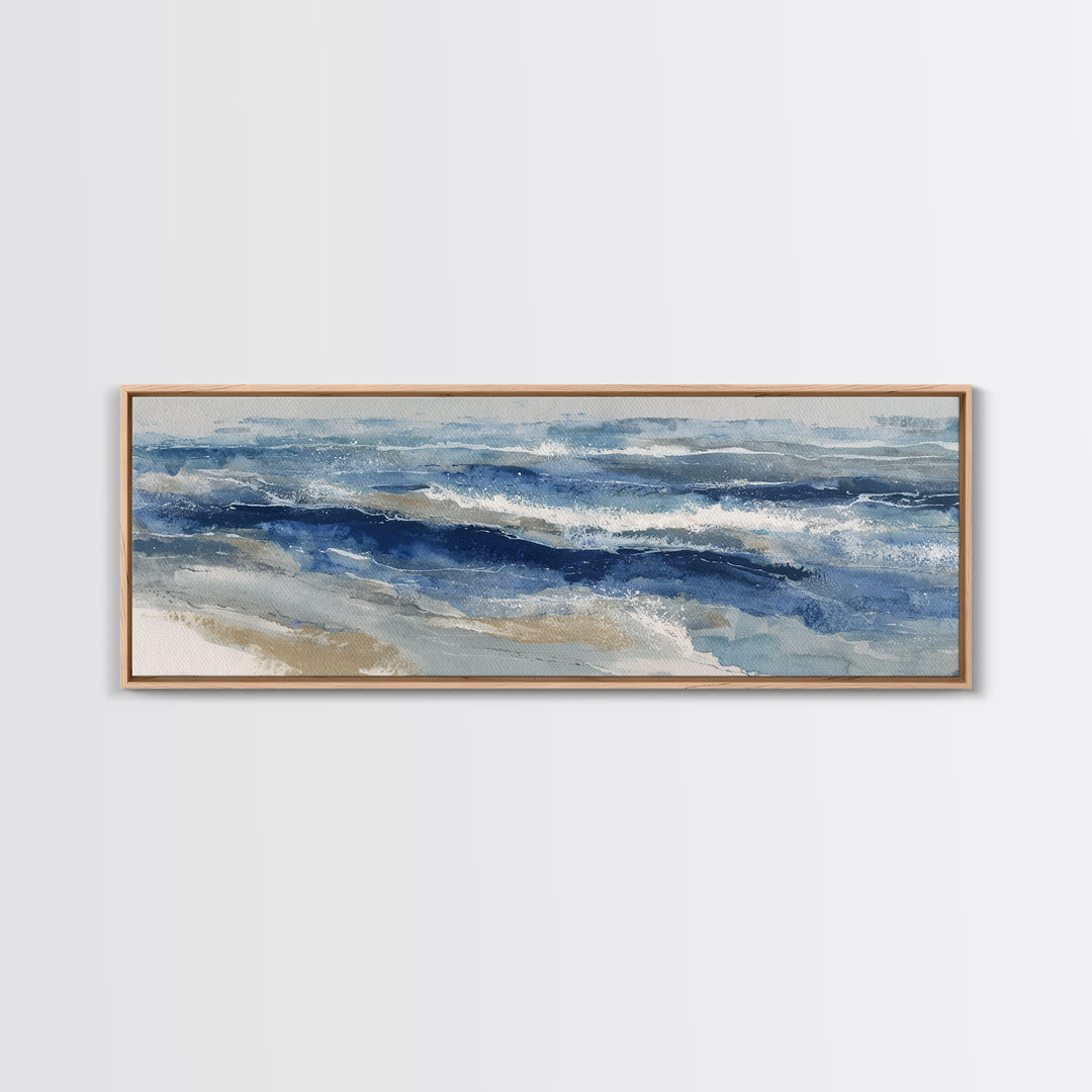 Coastal Aerial Water Study Framed Canvas Print, Wall Art, Printable Wall Art, Living Room Decor, Fine Art, Original Art, WAL-3x1-51