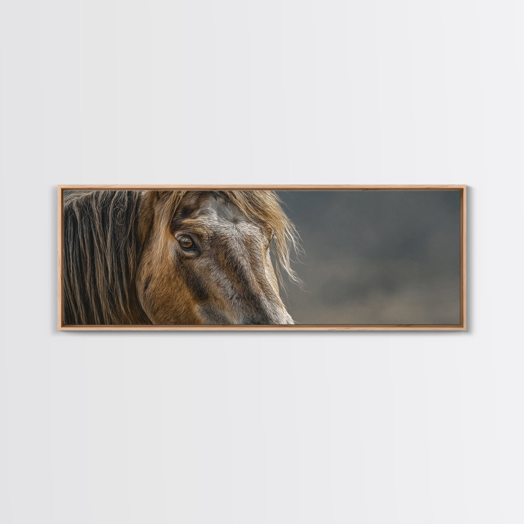 Wild Horse Portrait Framed Canvas Print, Wall Art, Prints Wall Art, Living Room Decor, Fine Art, Textured Painting, WAL-3x1-53