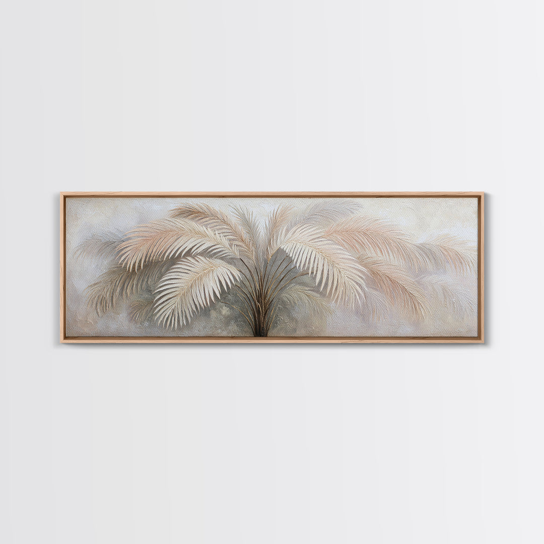 Tropical Palm Leaf Painting Framed Canvas Print, Wall Art, Minimalist Decor, Living Room Decor, Oil Painting, WAL-3x1-56