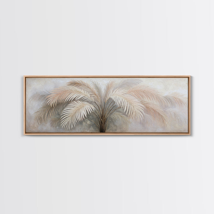 Tropical Palm Leaf Painting Framed Canvas Print, Wall Art, Minimalist Decor, Living Room Decor, Oil Painting, WAL-3x1-56