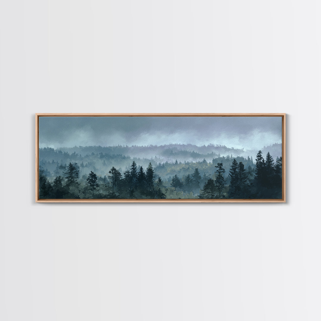 Moody Forest Landscape Framed Canvas Print, Wall Art, Framed Wall Art, Living Room Decor, Fine Art, Fine Art Print, WAL-3x1-74