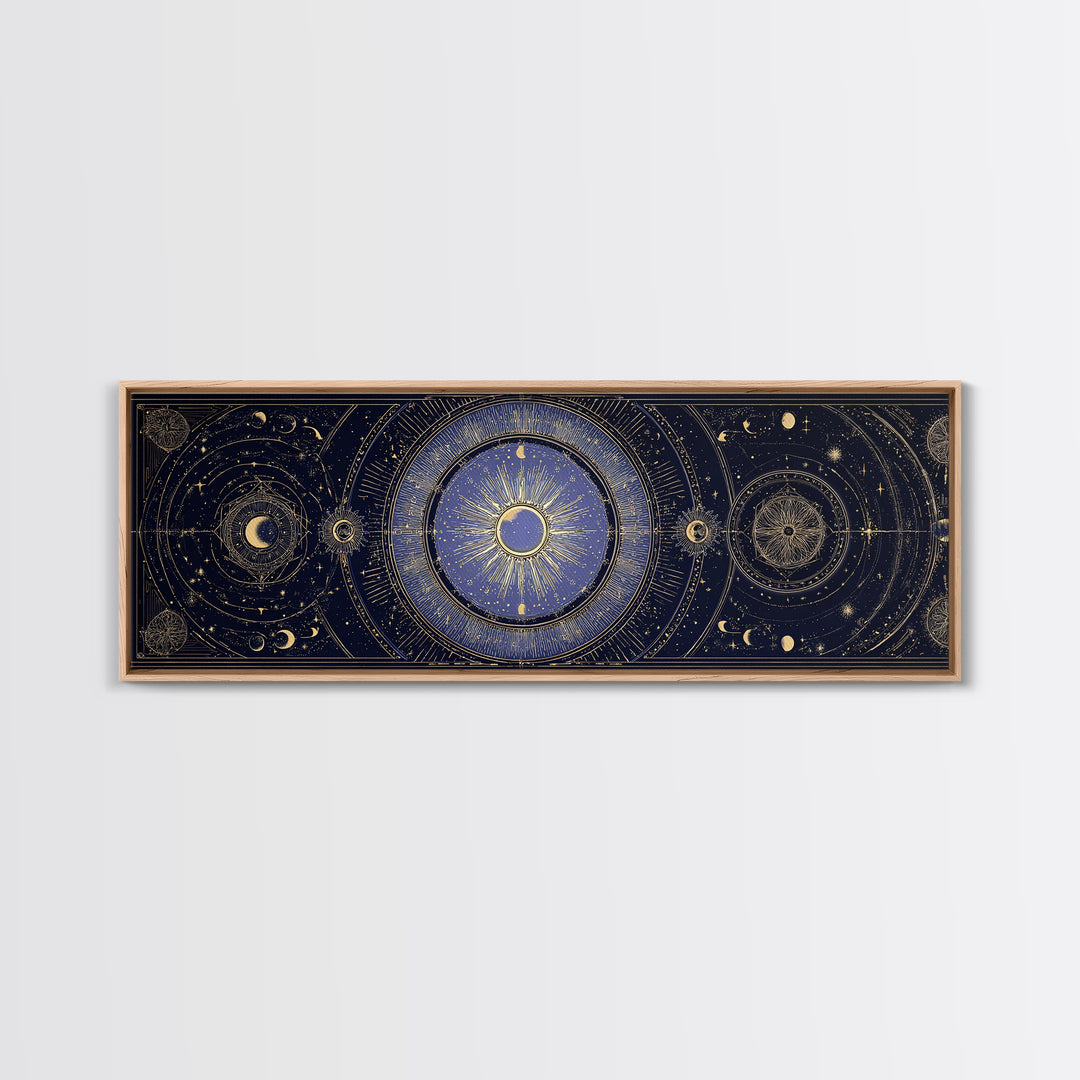Celestial Moon and Stars Artwork Canvas Print, Wall Art, Printable Wall Art, Living Room Decor, Fine Art, Original Art, WAL-3x1-78
