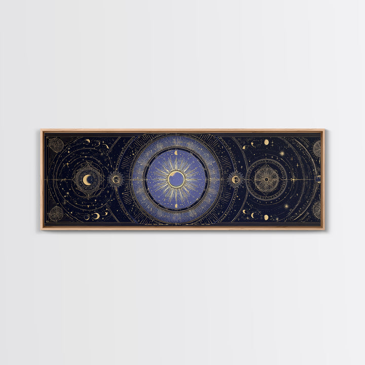 Celestial Moon and Stars Artwork Canvas Print, Wall Art, Printable Wall Art, Living Room Decor, Fine Art, Original Art, WAL-3x1-78
