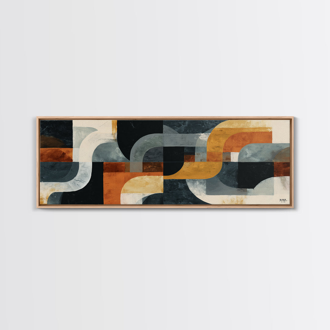 Statement Abstract with Bold Layered Brushwork Framed Canvas Print, Wall Art, Boho Decor, Living Room Decor, Fine Art, WAL-3x1-89