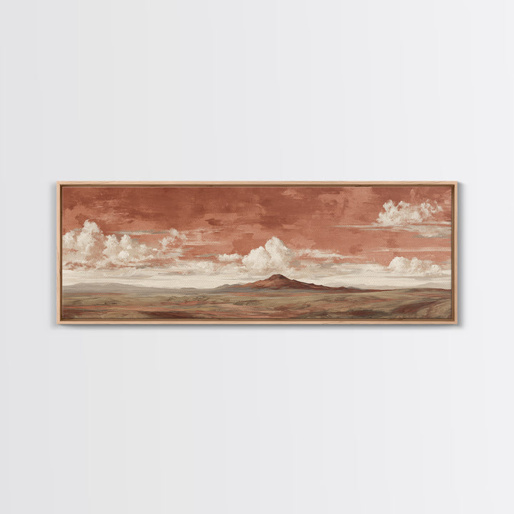 Desert Landscape in Warm Terracotta Tones Canvas Print, Wall Art, Heart, Living Room Decor, Fine Art, Home Decor Gift, WAL-3x1-95