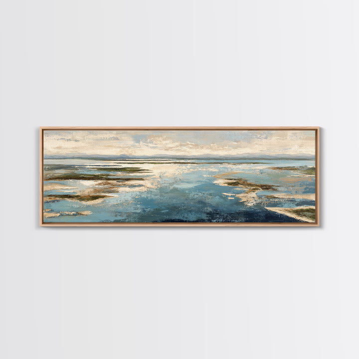 Coastal Aerial Water Study Framed Canvas Print, Wall Art, Printable Wall Art, Living Room Decor, Fine Art, Original Art, WAL-3x1-99