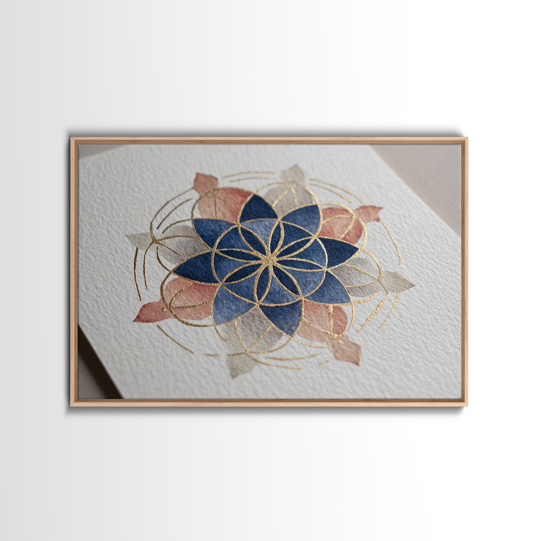 Sacred Geometry Mandala Canvas Print, Wall Art, Original Art, Living Room Decor, Fine Art, Modern Decor, Fine Art Print, WAL-3x2-1