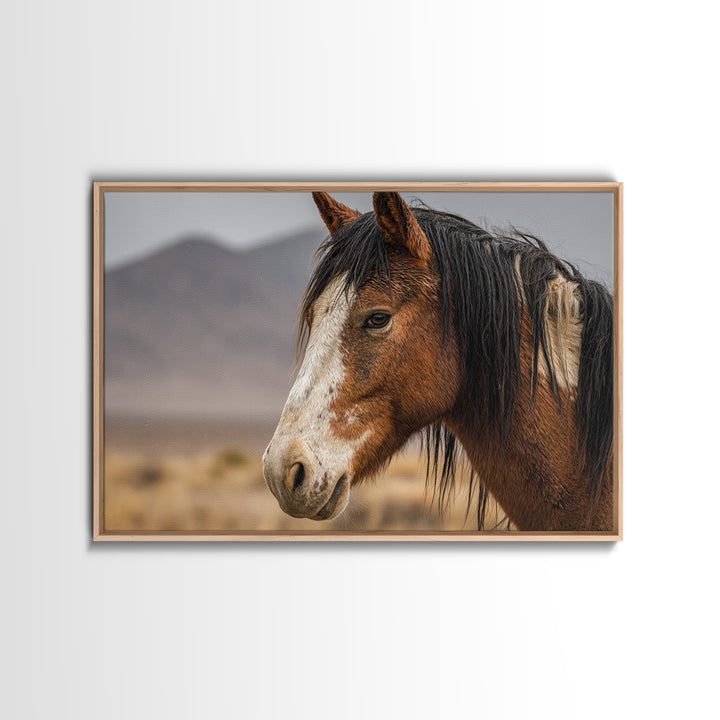 Wild Horse Portrait Framed Canvas Print, Wall Art, Abstract Wall Art, Living Room Decor, Fine Art, Contemporary Art, WAL-3x2-41