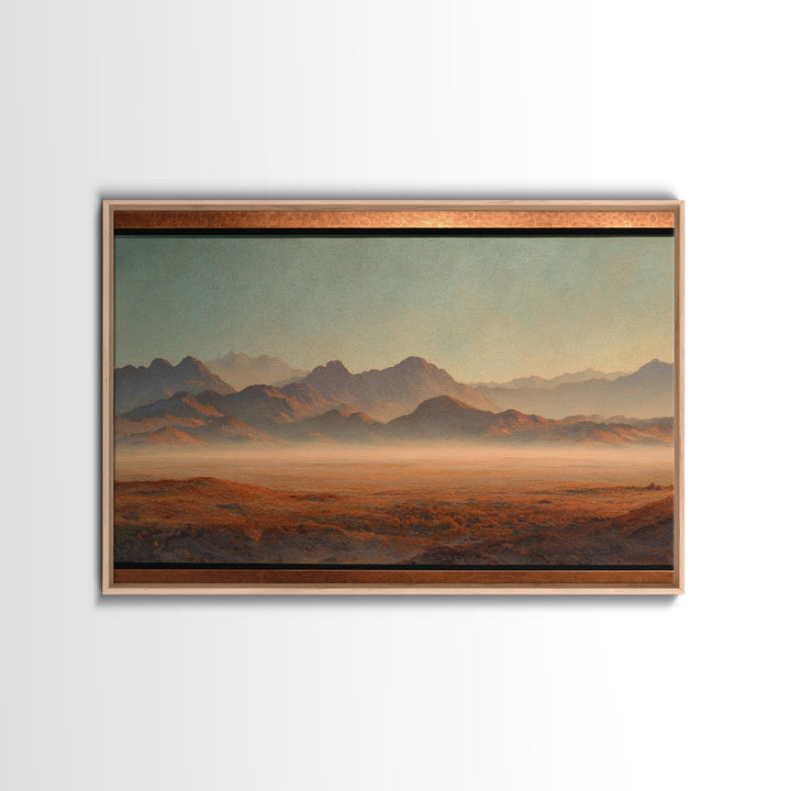 Desert Landscape in Warm Terracotta Tones Framed Canvas Print, Wall Art, Heart, Living Room Decor, Fine Art, WAL-3x2-59
