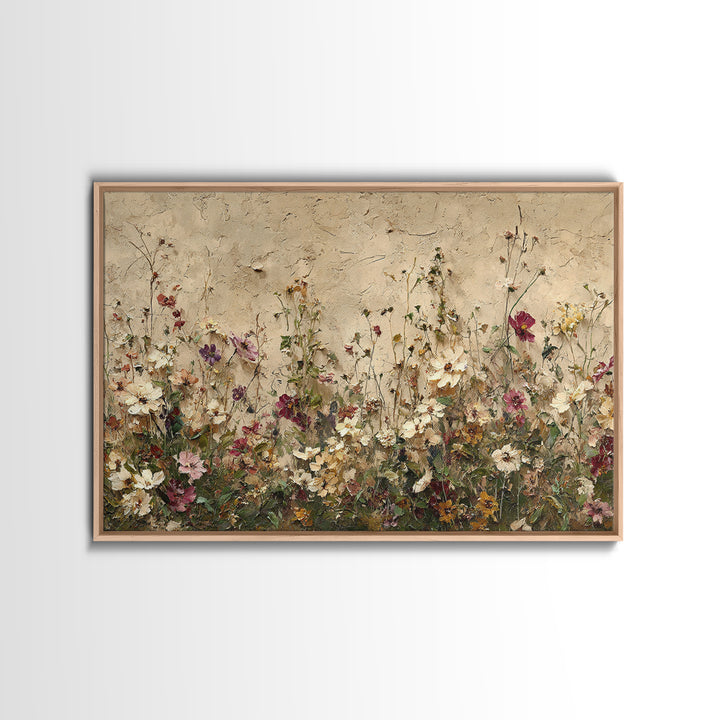 Impressionist Meadow of Wildflowers Framed Canvas Print, Wall Art, Gallery Decor, Living Room Decor, Fine Art, WAL-3x2-69