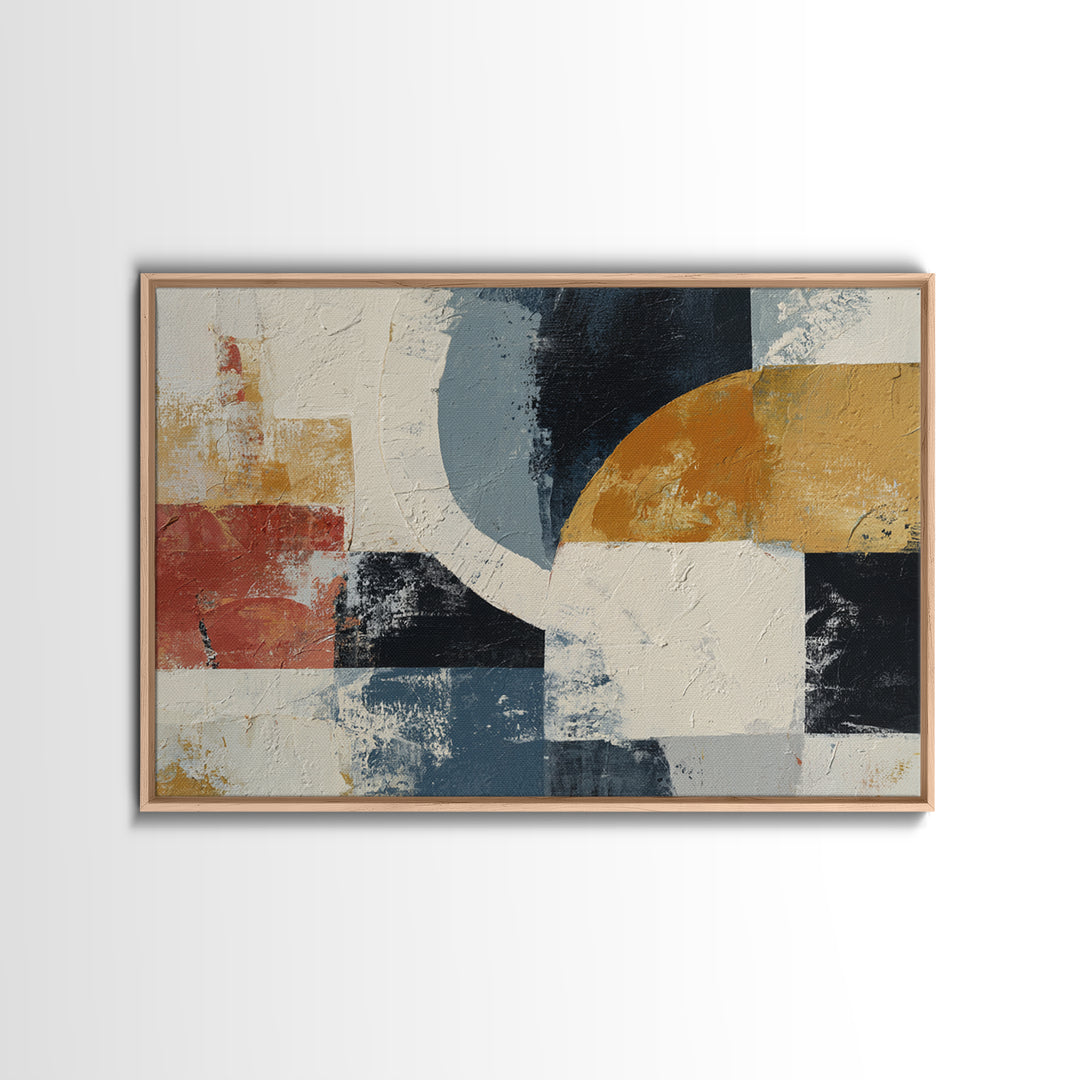 Statement Abstract with Bold Layered Brushwork Framed Canvas Print, Wall Art, Room Decor, Living Room Decor, Abstract Art, WAL-3x2-77