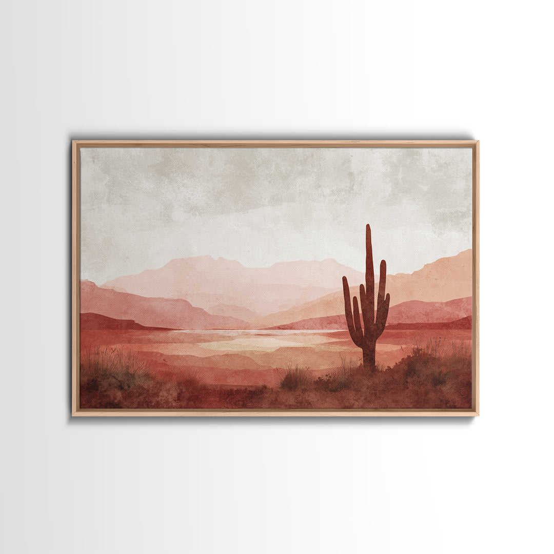 Desert Landscape in Warm Terracotta Tones Canvas Print, Wall Art, Metal Wall Art, Living Room Decor, Oil Painting, WAL-3x2-83