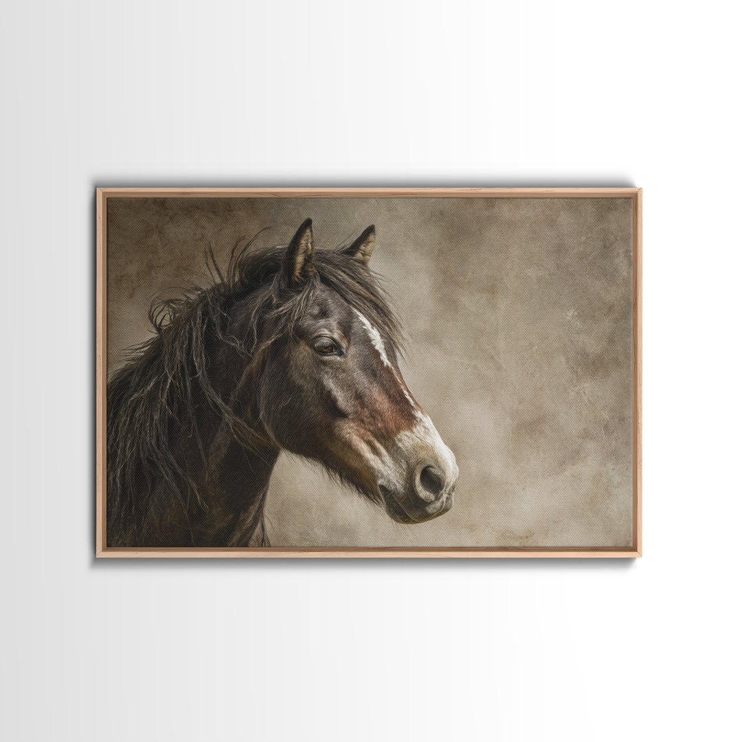 Wild Horse Portrait Canvas Print, Wall Art, Boho Decor, Living Room Decor, Fine Art, Painting, Art Print, Heart, WAL-3x2-89